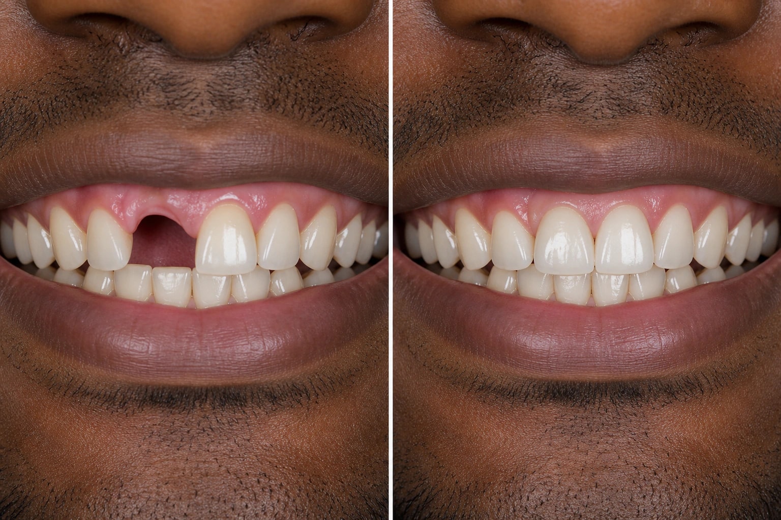 Missing tooth — representative flippers and removable partial dentures visualization