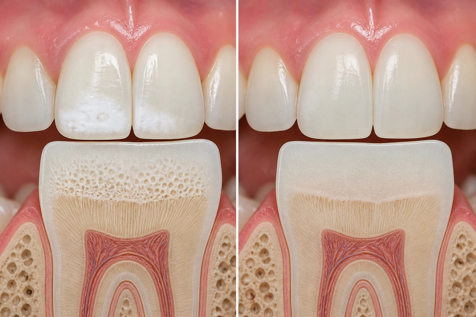 Early enamel weakness — representative fluoride treatments visualization