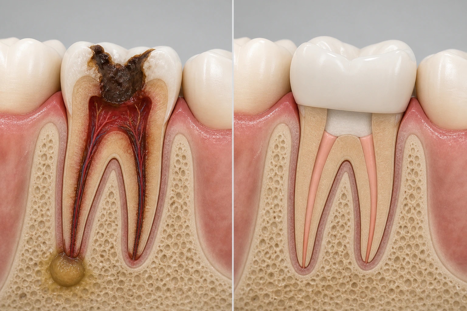 Infected tooth — representative root canal therapy visualization