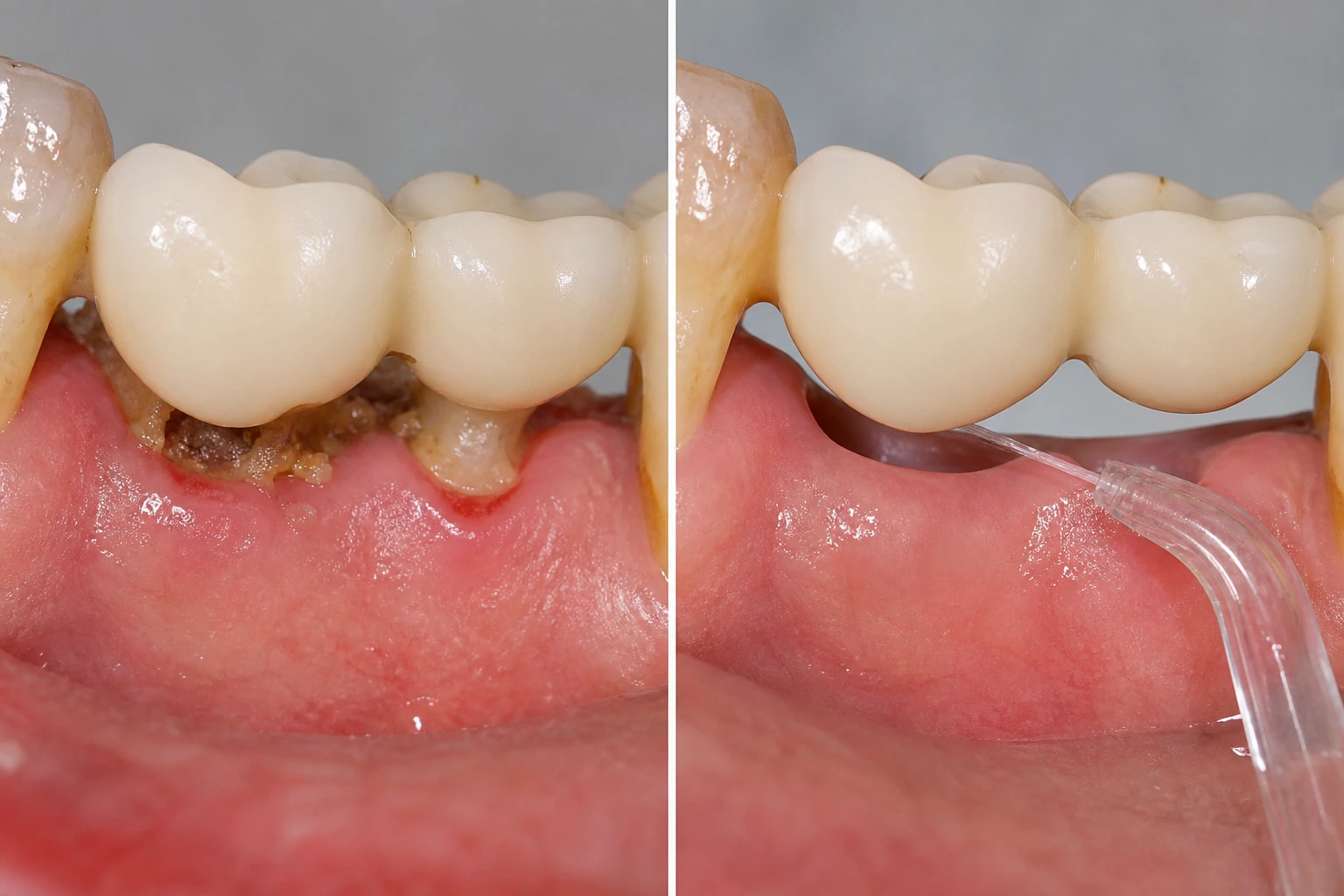 Before water flossing — representative waterpik visualization